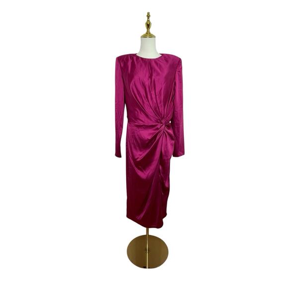 Mac Duggal Dresses & Skirts - Mac Duggal Ieena 26675 Magenta Long Sleeve Satin Sheath Dress Size 10 $358